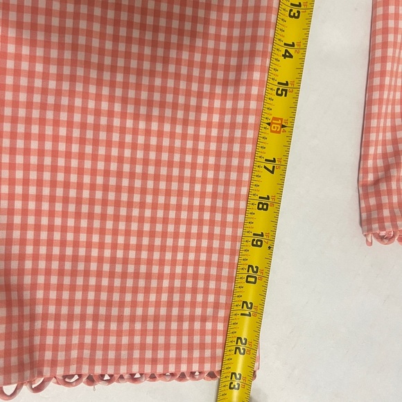 Focus 2000 Size 10/12 Gingham Coral Orange  Blazer & Crop Pants Suit Set - Picture 10 of 11